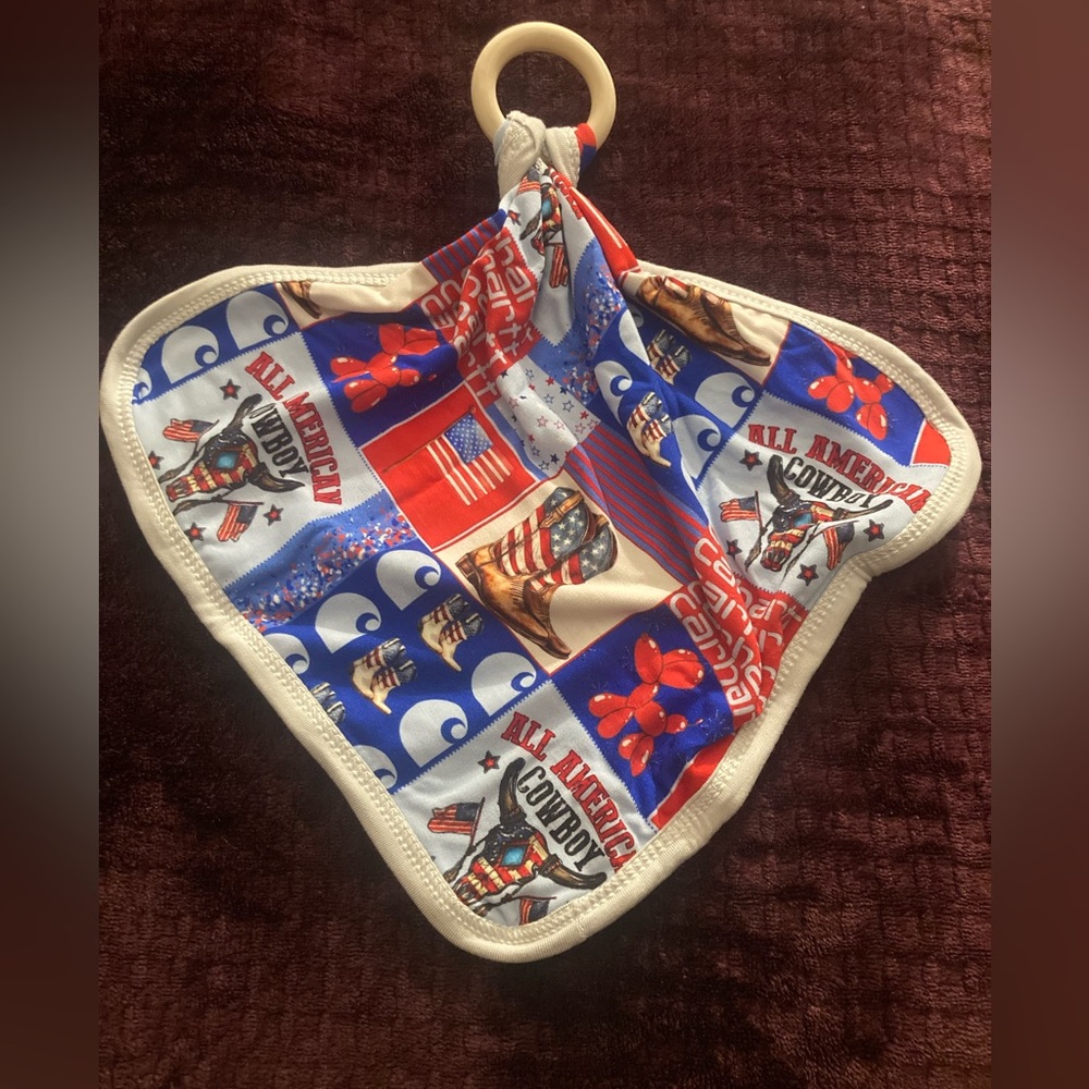 Bamboo Lovey w/teether American Cowboy